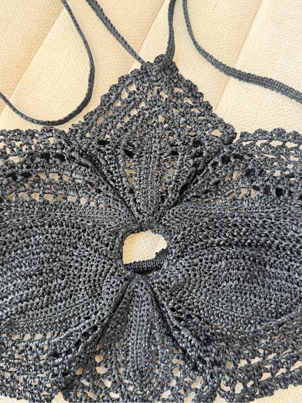 Cult Gaia - Hand-Crocheted Black Floral Halter Top - Picture 3 of 5